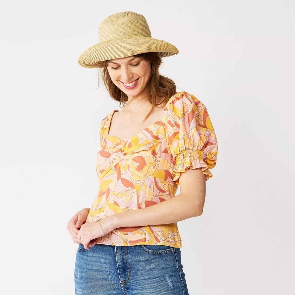 NWT Nine West Twist Front Puff Sleeve Top